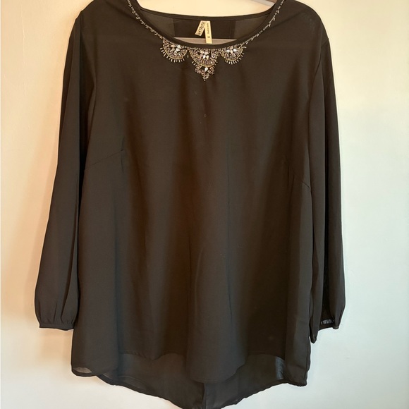 Live 4 Truth Black Embellished Blouse with Relaxed Fit - Picture 1 of 5